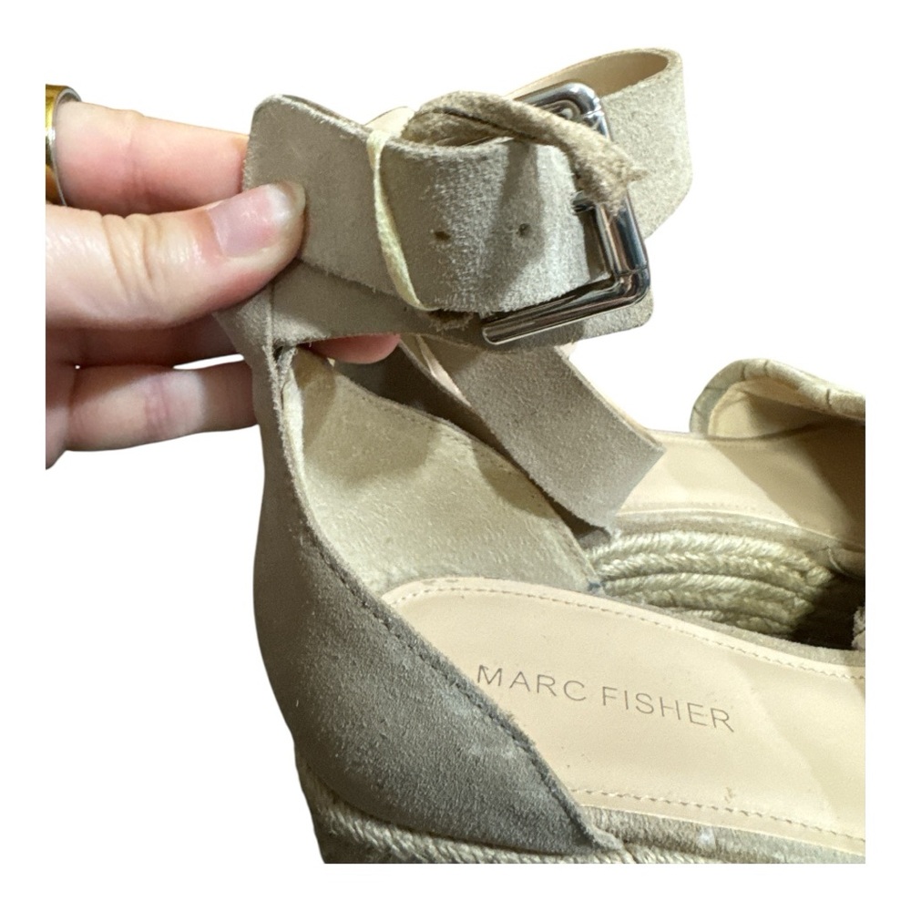 Marc Fisher Tan Varin Quilted Suede Espadrille Wedge Sandals - Picture 6 of 6